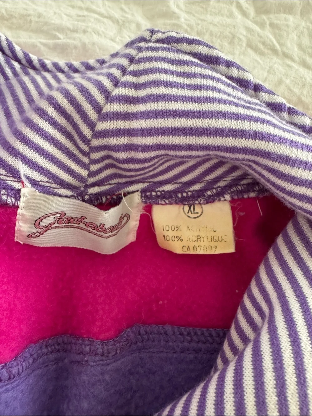 Gadabouts Vintage Purple and Pink Pullover Half Zip Sweatshirt